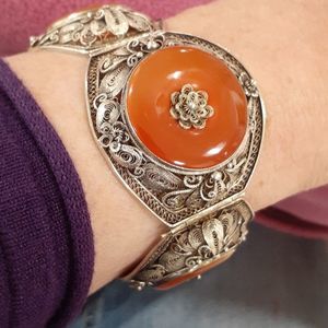 Vintage Silver & Carnelian Bracelet